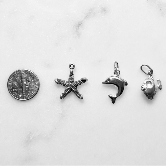 Sterling Silver Jewelry - Starfish Dolphin Fish Sterling Silver 3 Charms